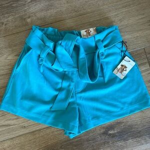 Teal Belted Trouser Short Size S